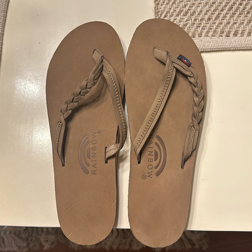 Rainbow flip flops